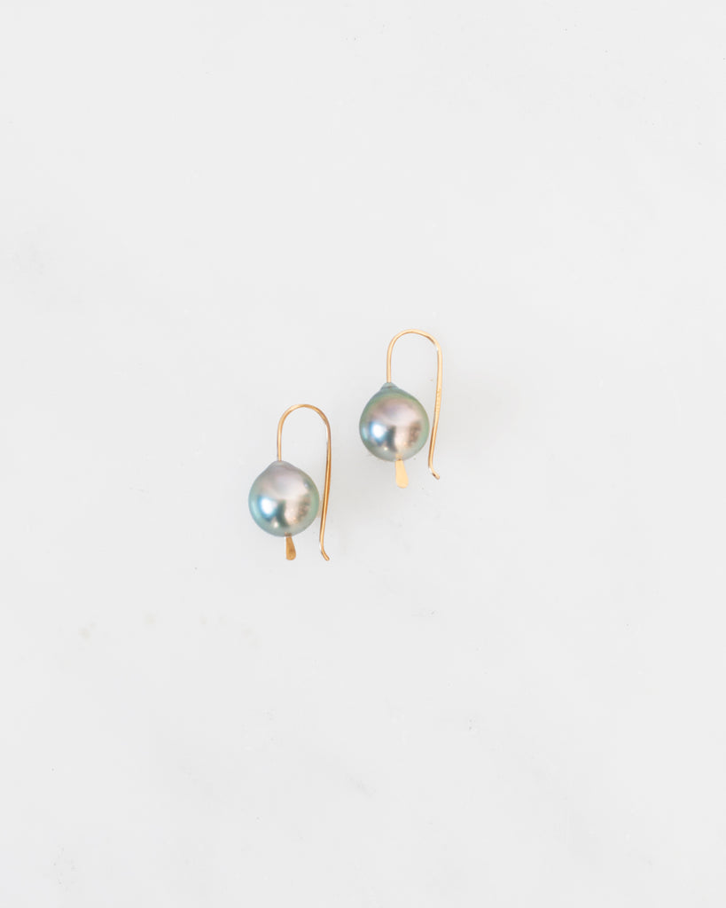 14K Tahitian Pearl Drop Earrings