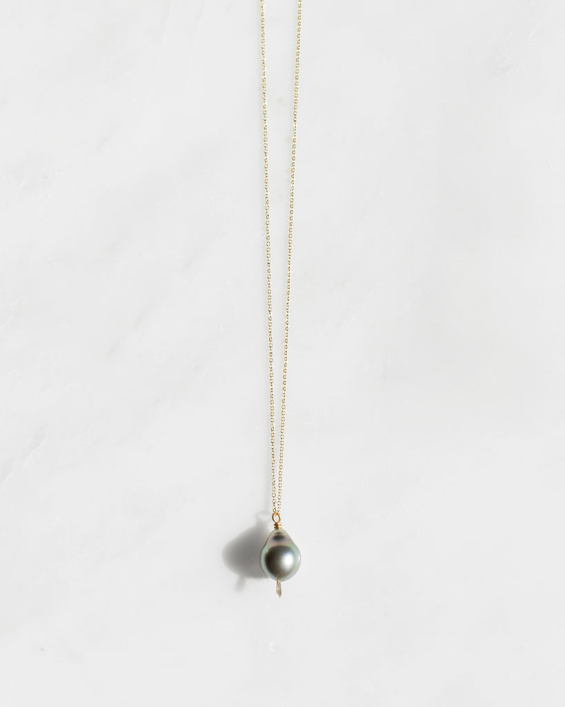 14K Tahitian Pearl Drop Necklace