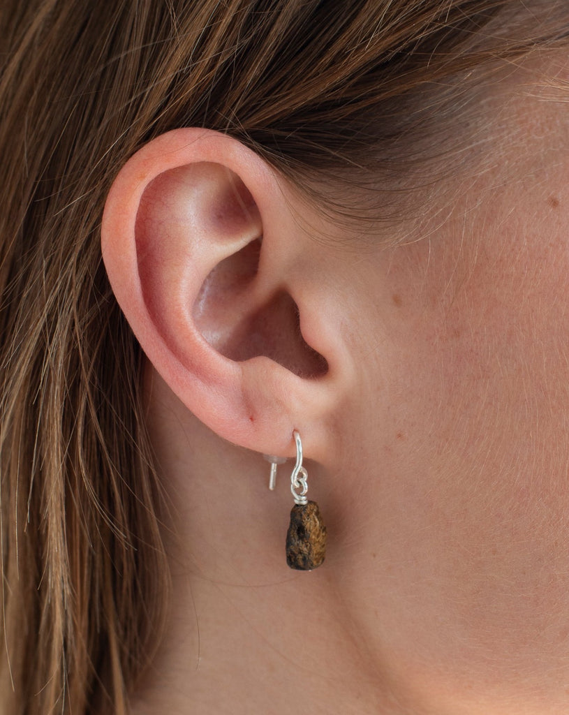 Bronzite Sterling Single Crescent Charm Earrings