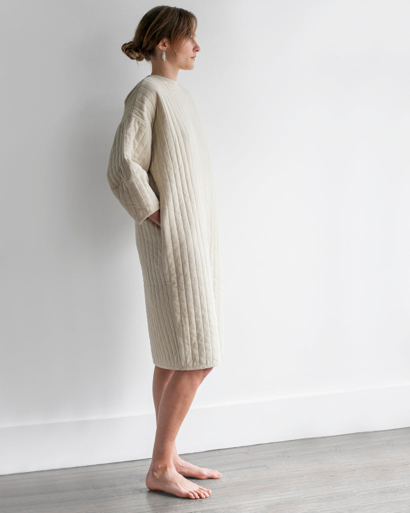 Black Crane - Quilted Dress in Ivory