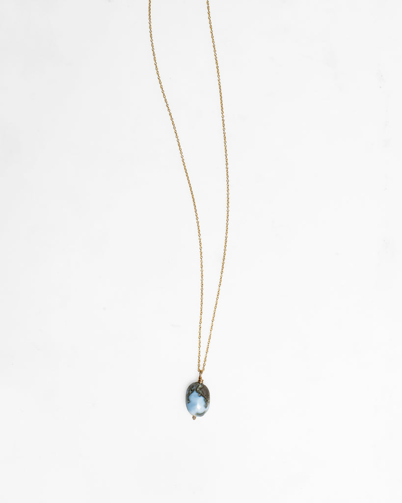 Blue Cast Light Drop Necklace