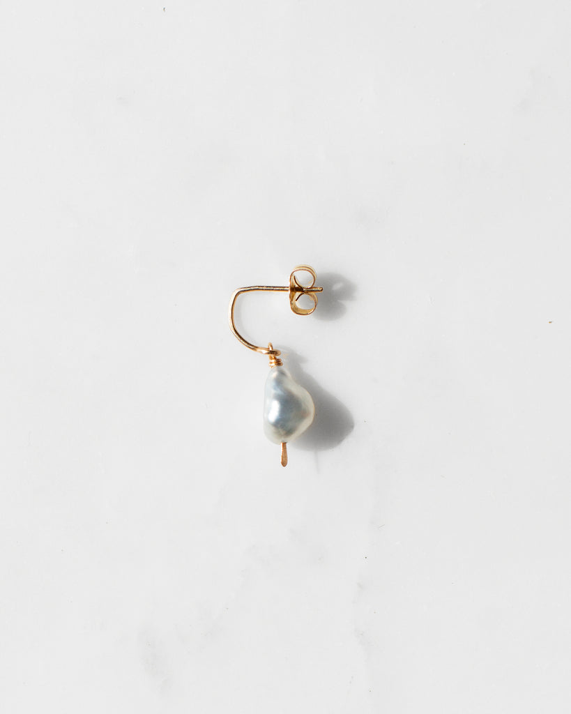Keshi Pearl Crescent Charm Earring