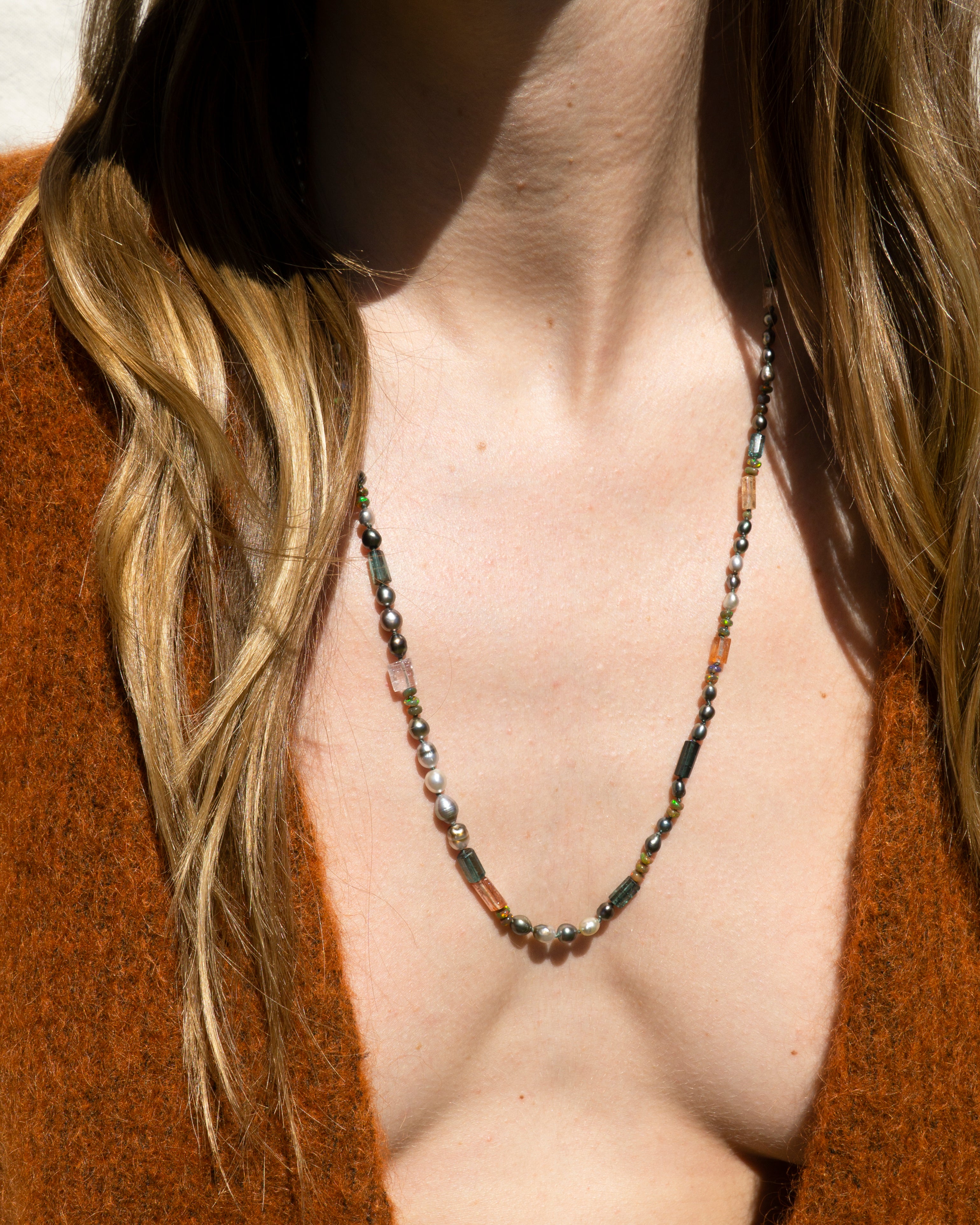 14K Texture Mapping Layering Necklace