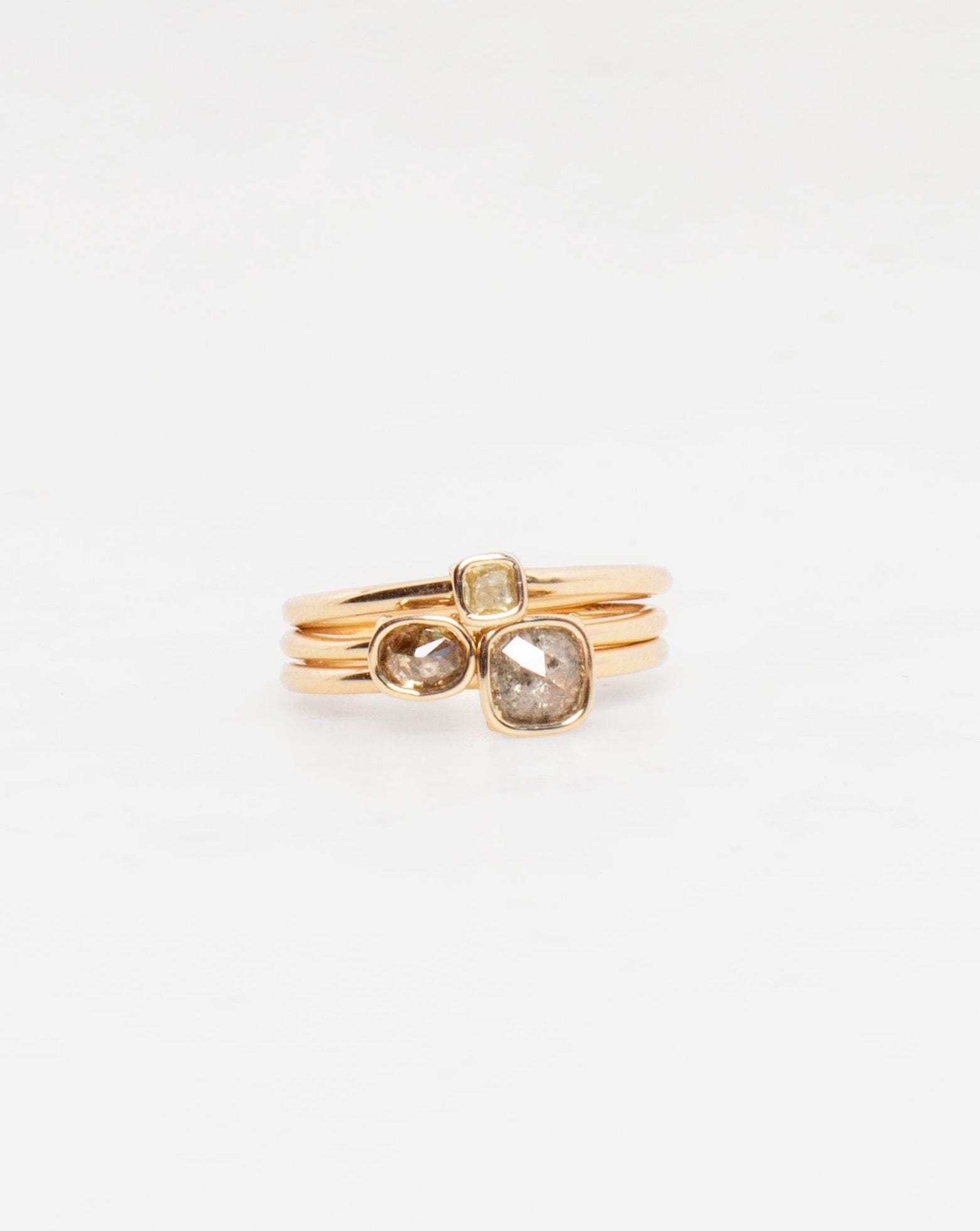 14K Mineral Diamond Trois Floating Rings - Earth