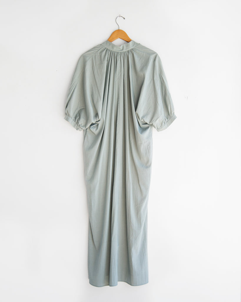 Mijeong Park - Shirred Maxi Dress in Mint Grey