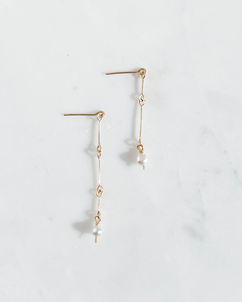 Bone Chain Post Earrings with Charms