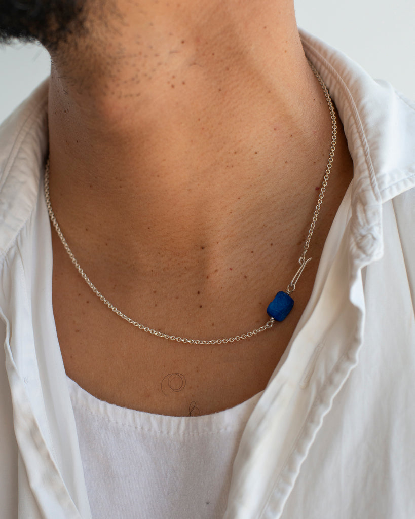 Sterling Lapis Chain Necklace