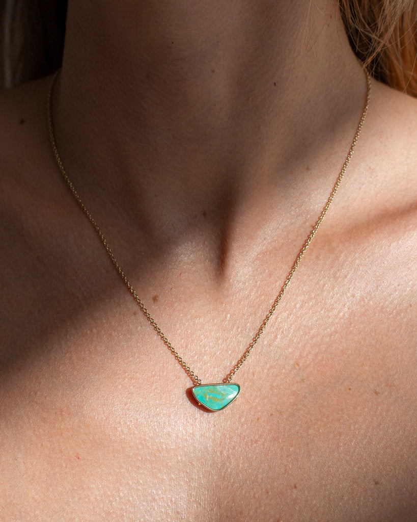 14K Turquoise Triangle Necklace