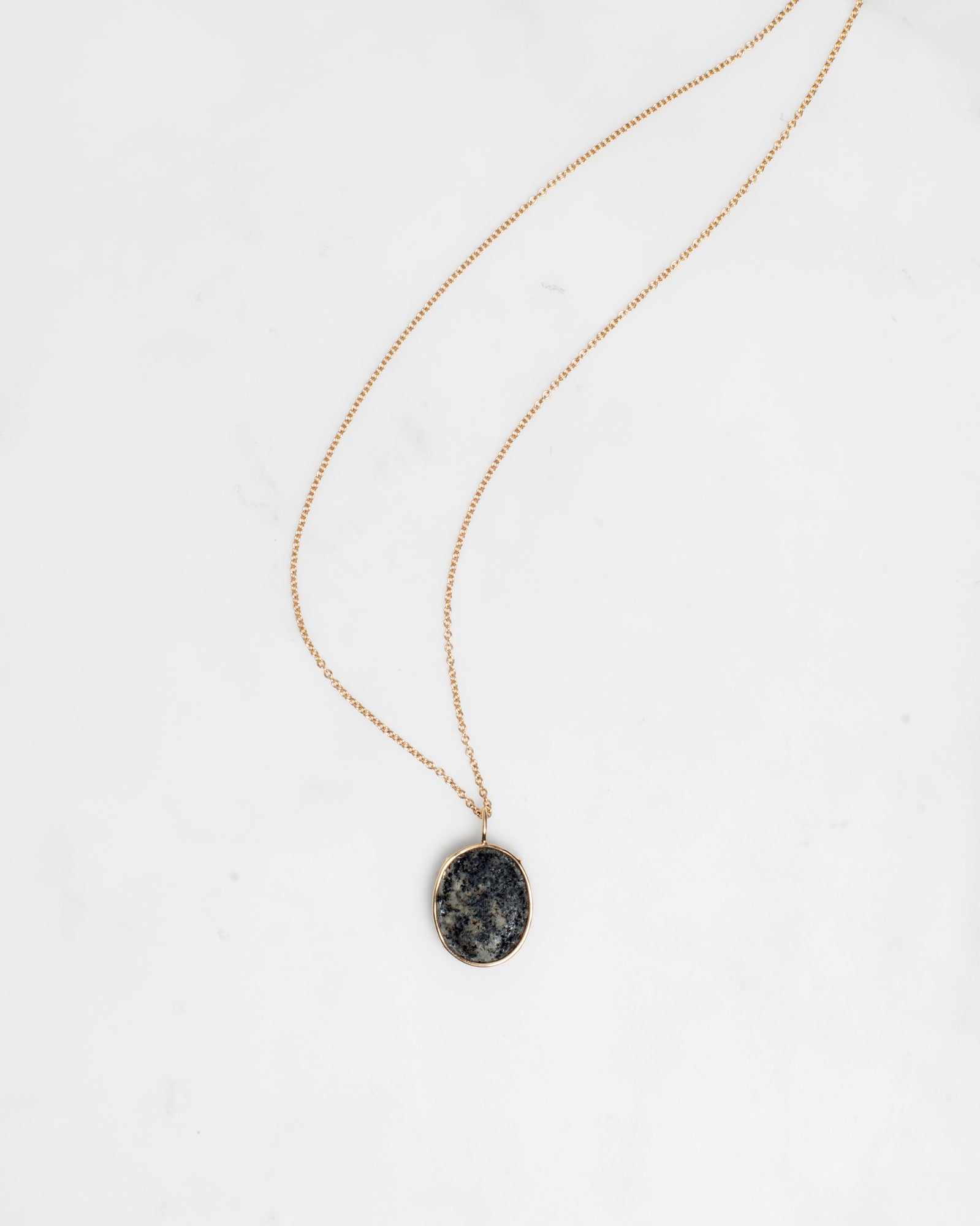 14K Speckled Island Stone Floating Pendant Necklace