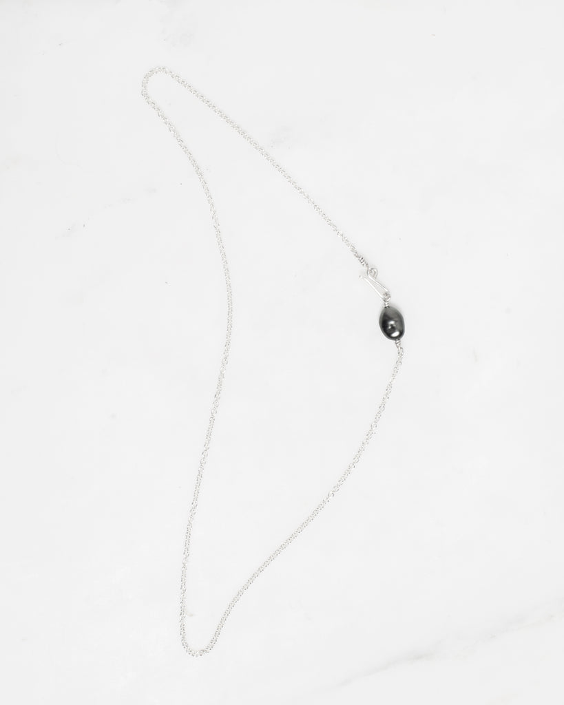 Sterling Charcoal Keshi Pearl Chain Necklace