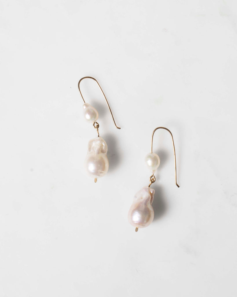 Baroque Pearl Double Drop Earrings