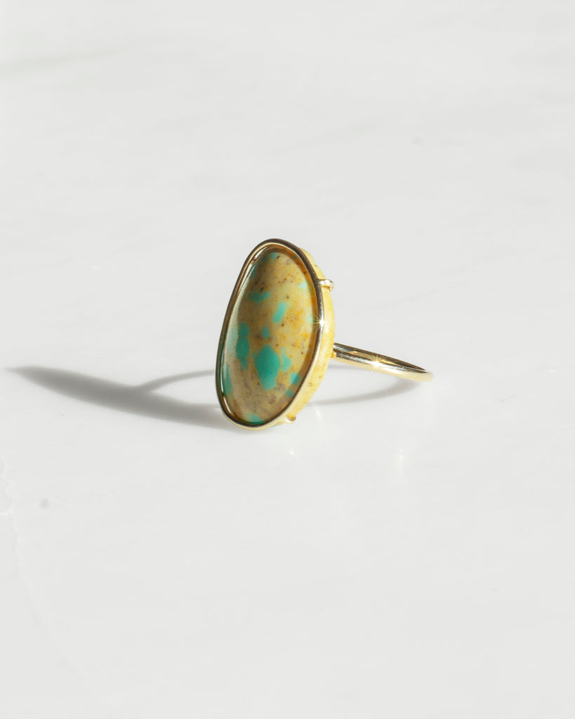 14K Golden Turquoise Floating Ring