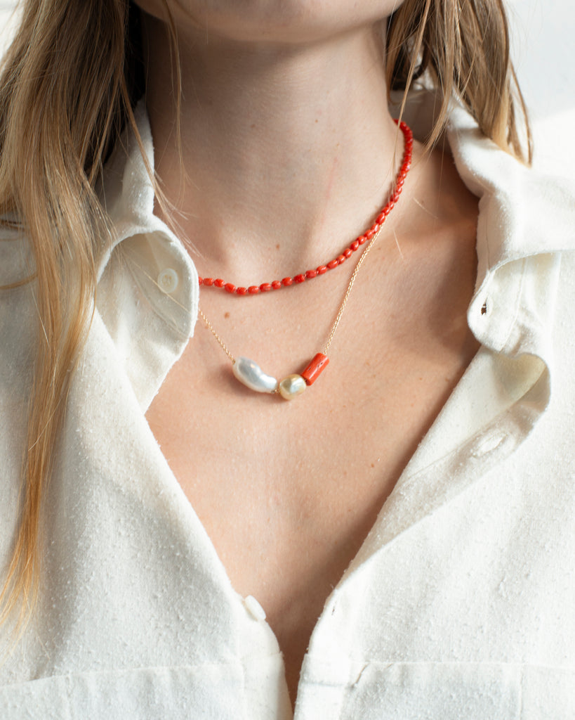 14K Coral Layering Necklace