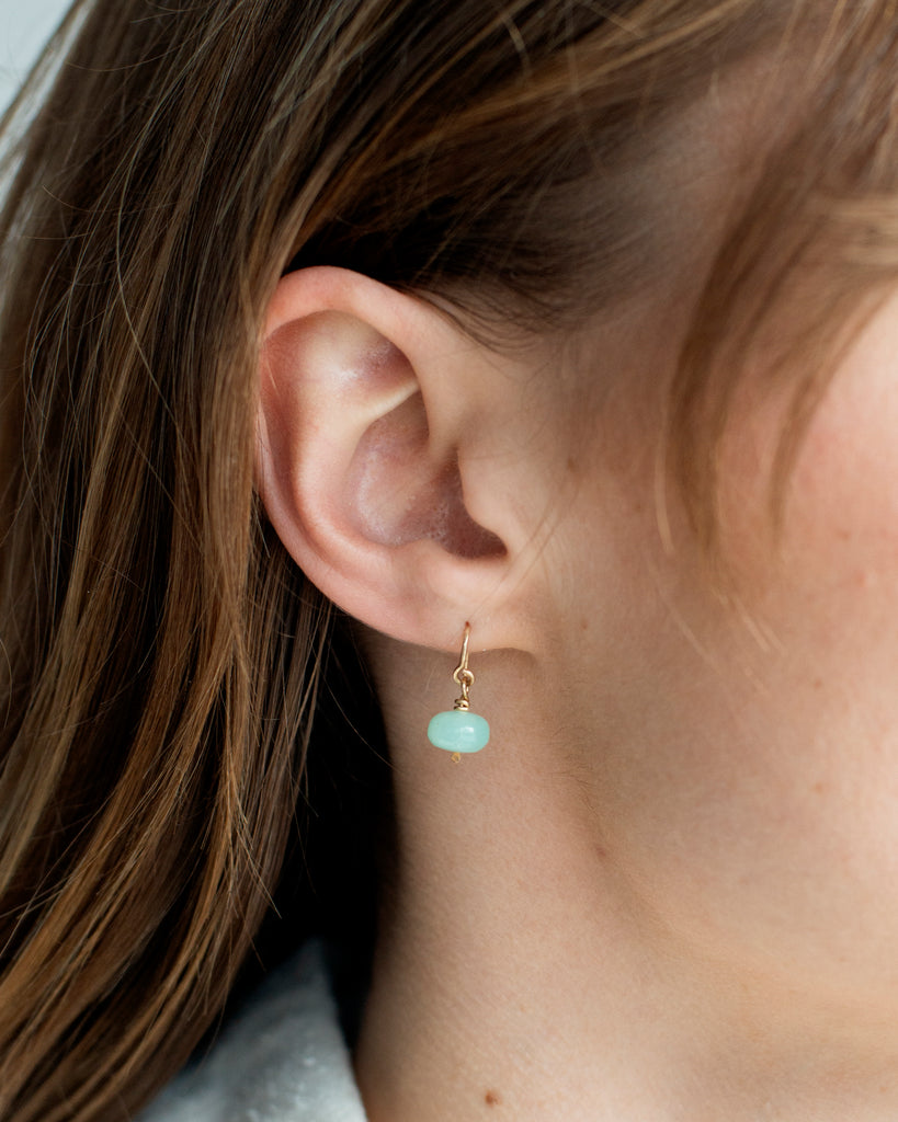 14K Mint Opal Single Crescent Charm Earring