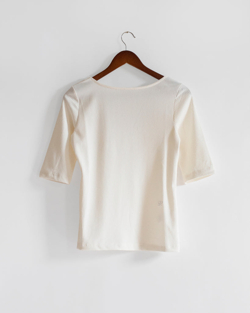 Mijeong Park - Scoop Back Ribbed Top in Ivory