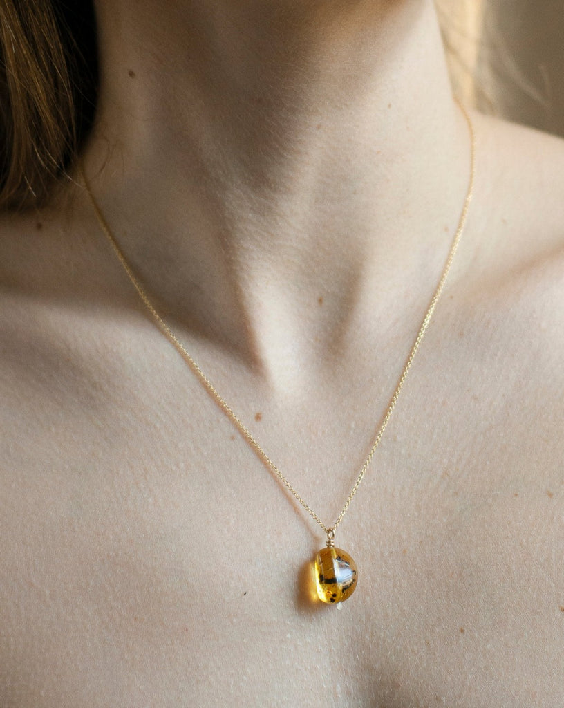 Golden Lily Drop Necklace