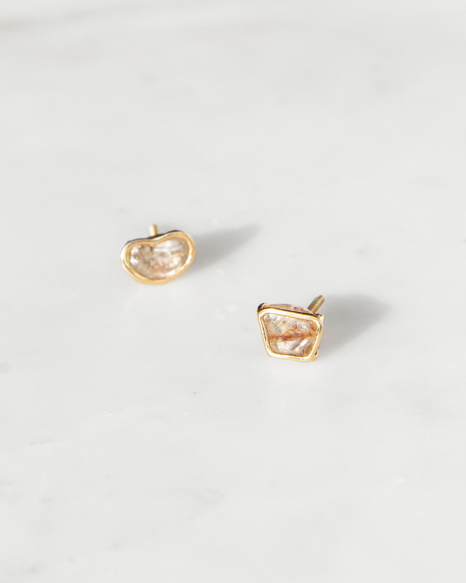 A Bean and a Box 14K Diamond Macle Floating Studs