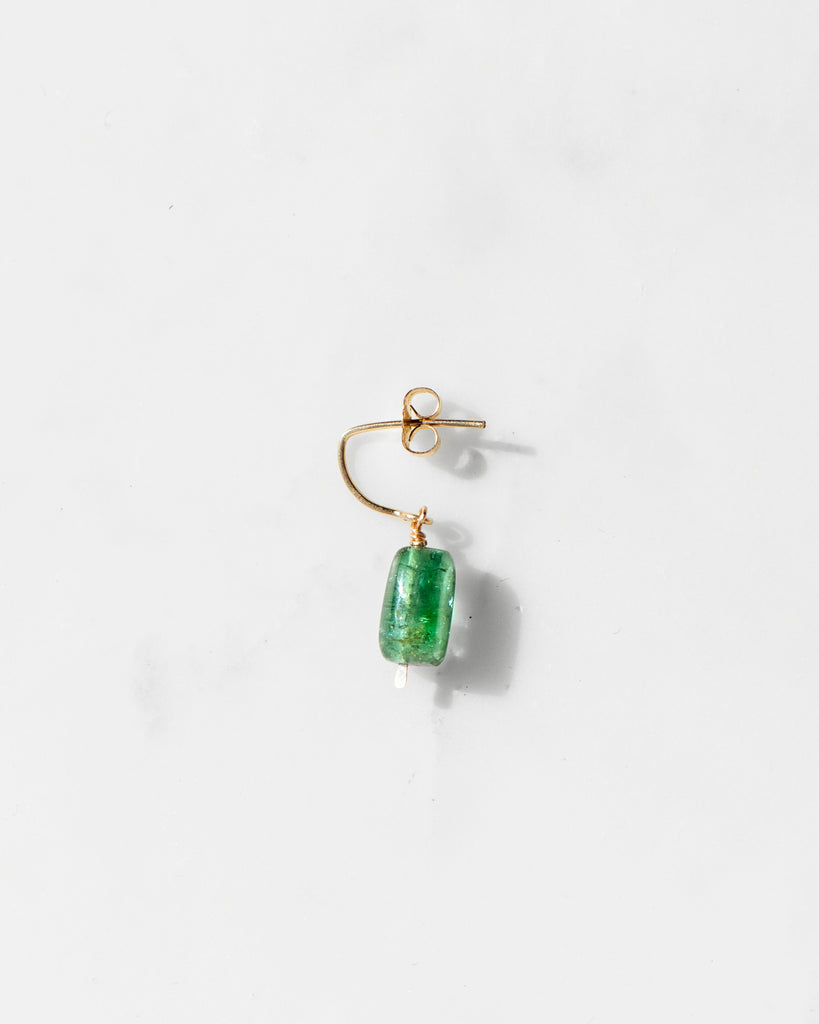 Green Tourmaline Crescent Charm Earring
