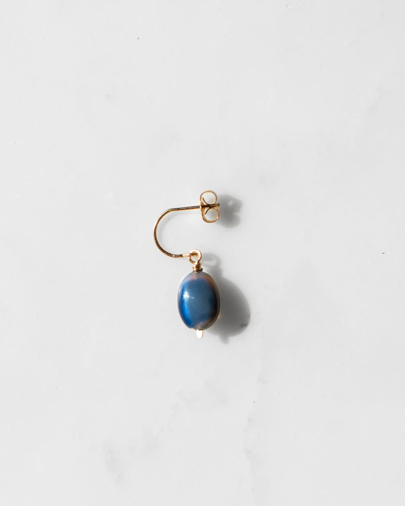 Opal Crescent Charm Earring