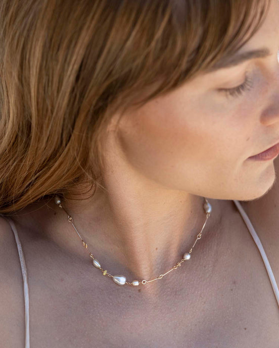 Blushing Ice Chinese freshwater Keshi pearl strands #2 – Pacific Pearls