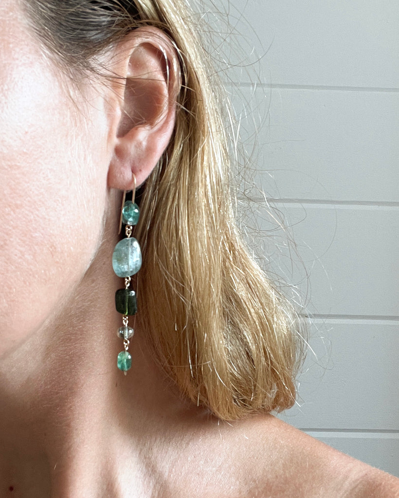 Green Sea Cascade Earrings