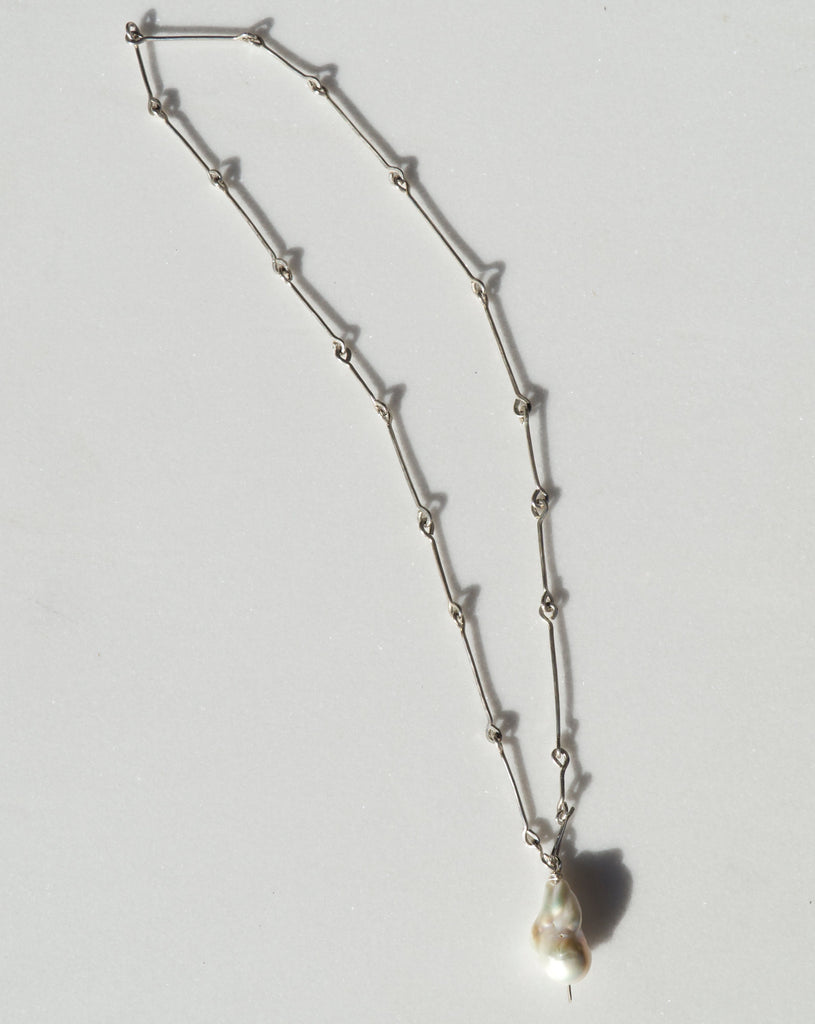 Sterling Bone Chain with Keshi Pearl Pendant