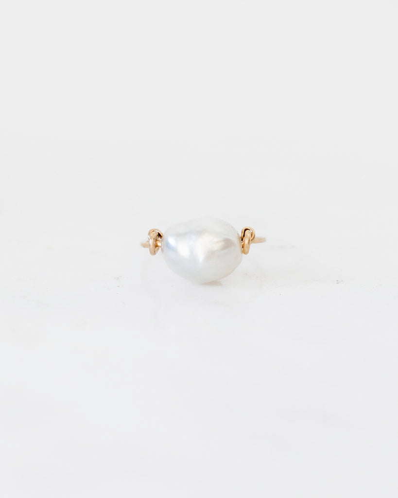 14K White Tahitian Pearl Ring