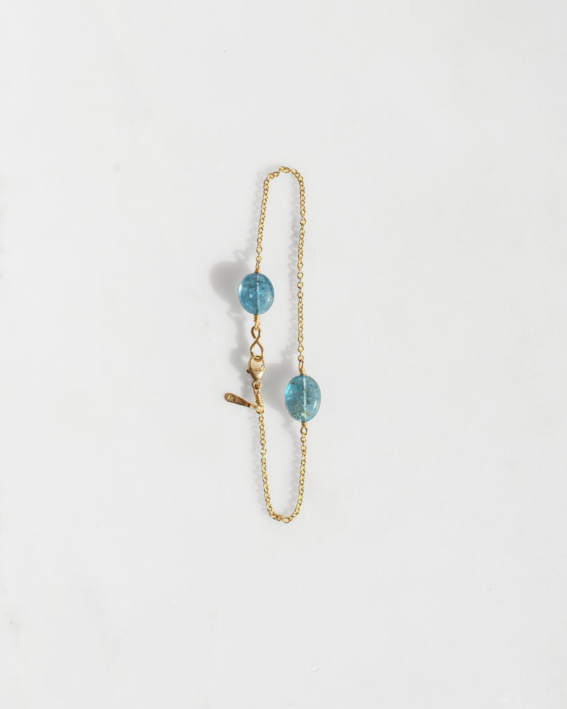 14K Blue Aquamarine Chain Bracelet