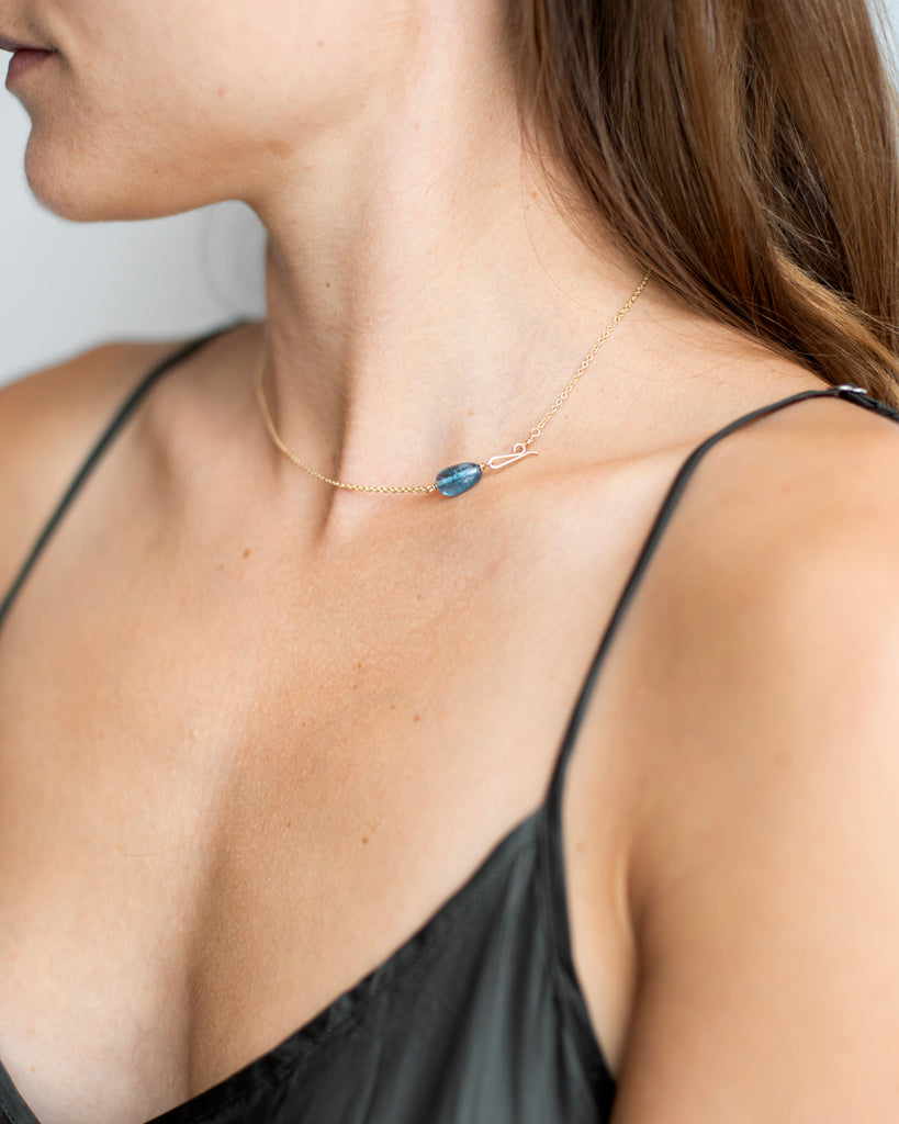 14K Blue Aquamarine Chain Necklace