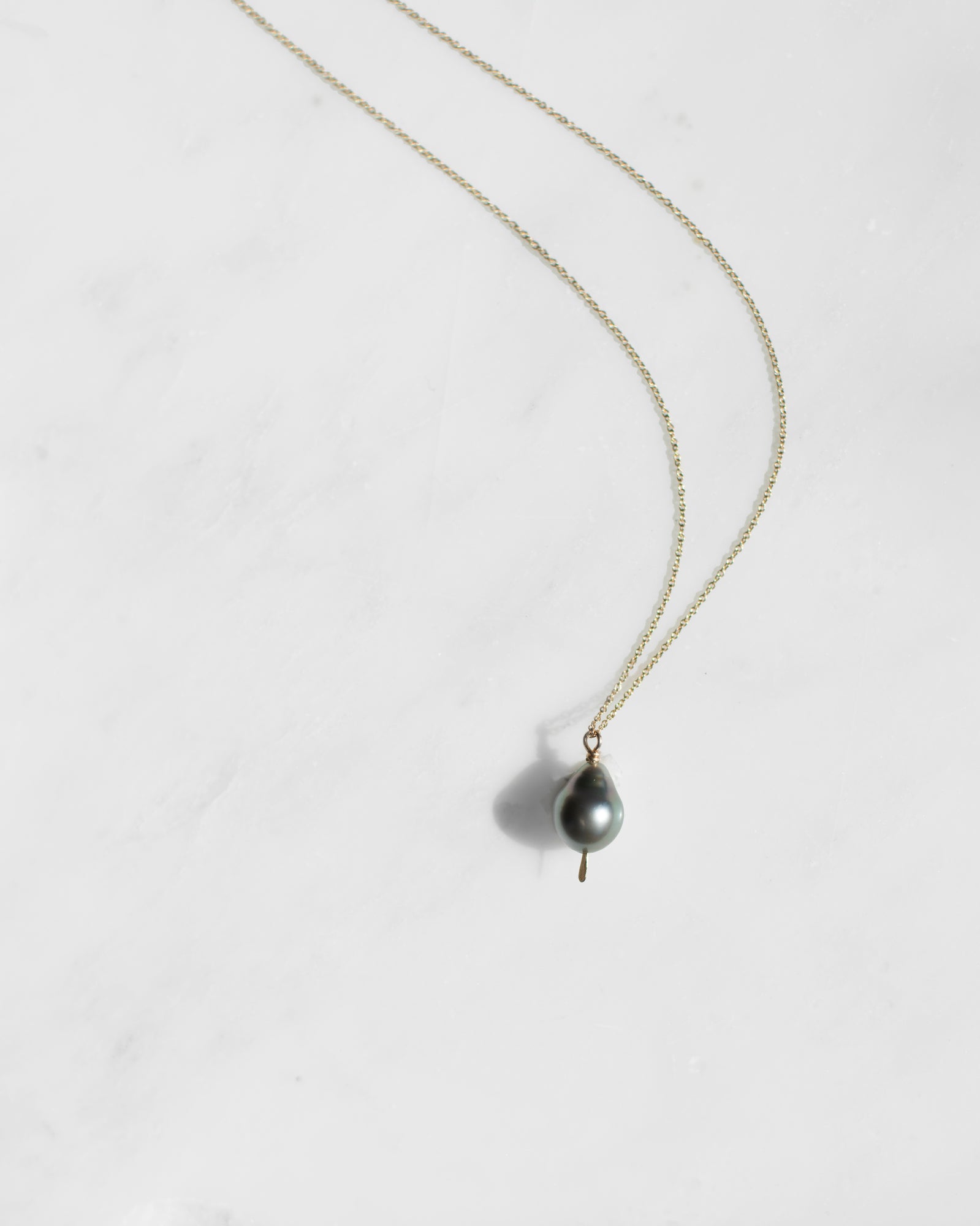 14K Tahitian Pearl Drop Necklace