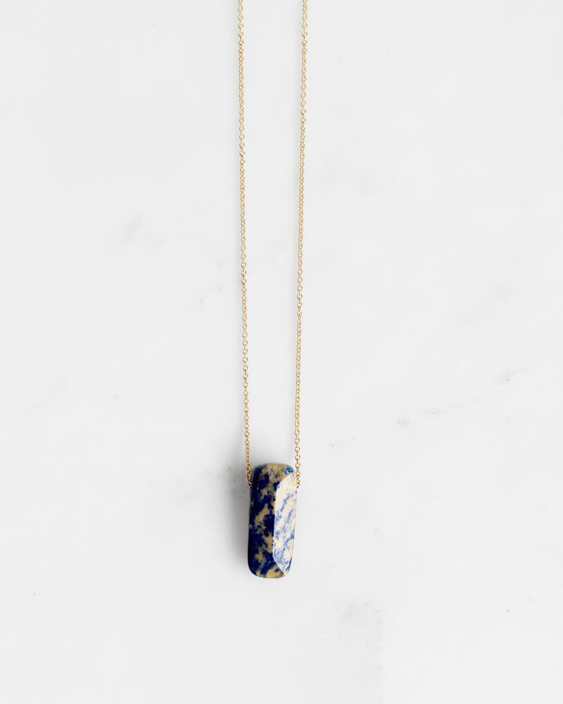 14K Spotted Lapis Necklace