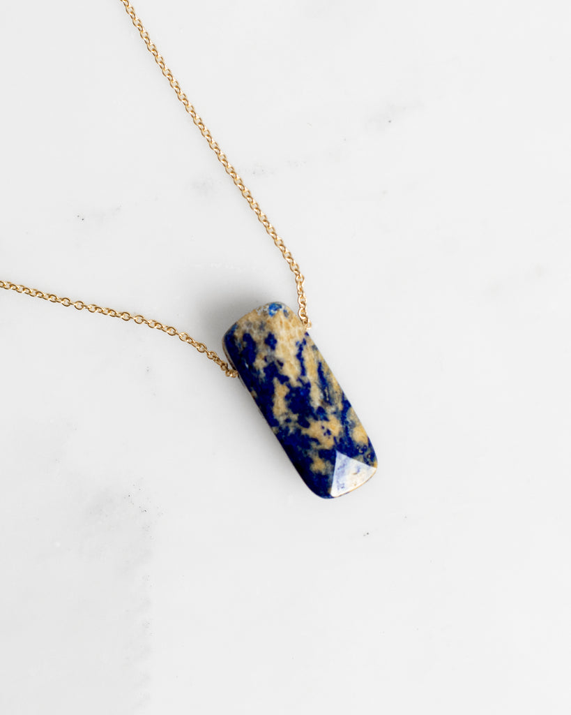 14K Spotted Lapis Necklace