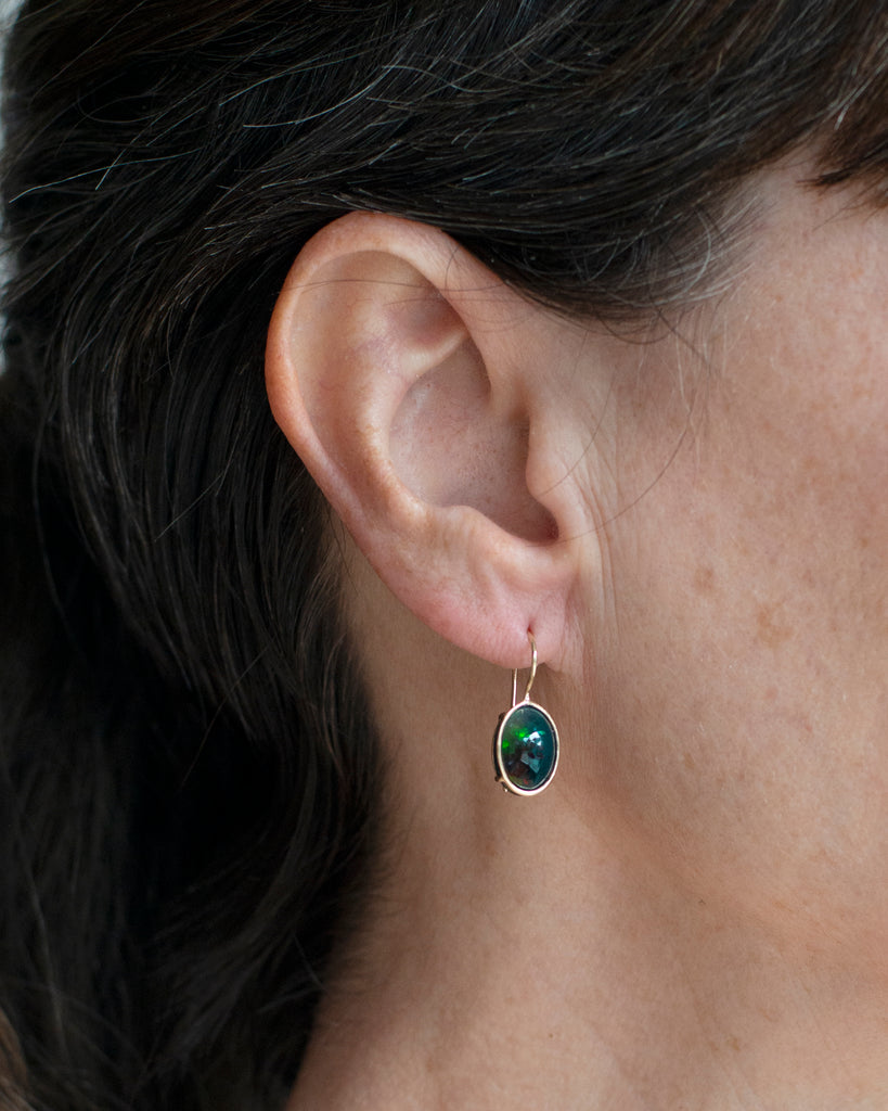 Black Opal Floating Drop Earrings