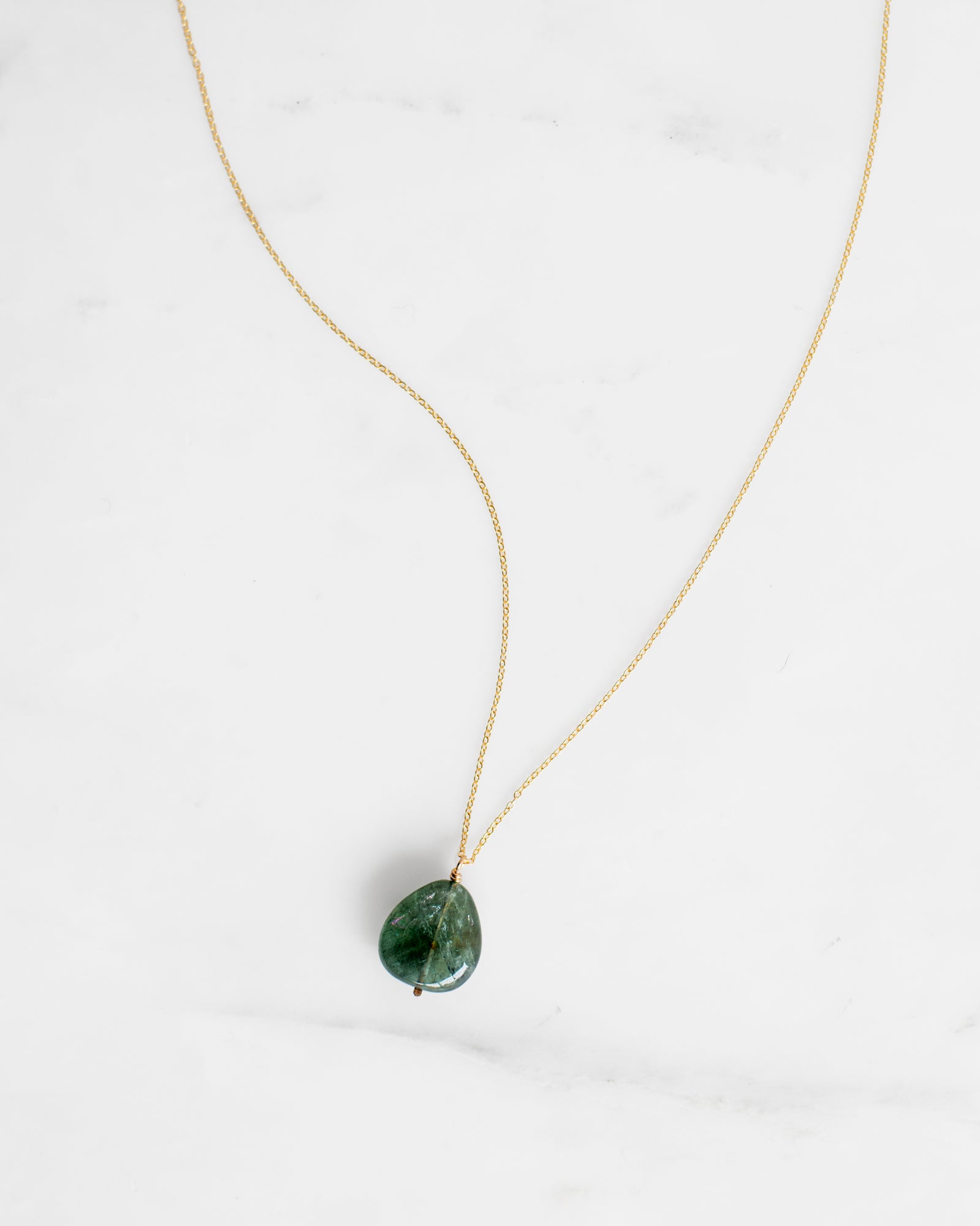 Moss Aquamarine Drop Necklace