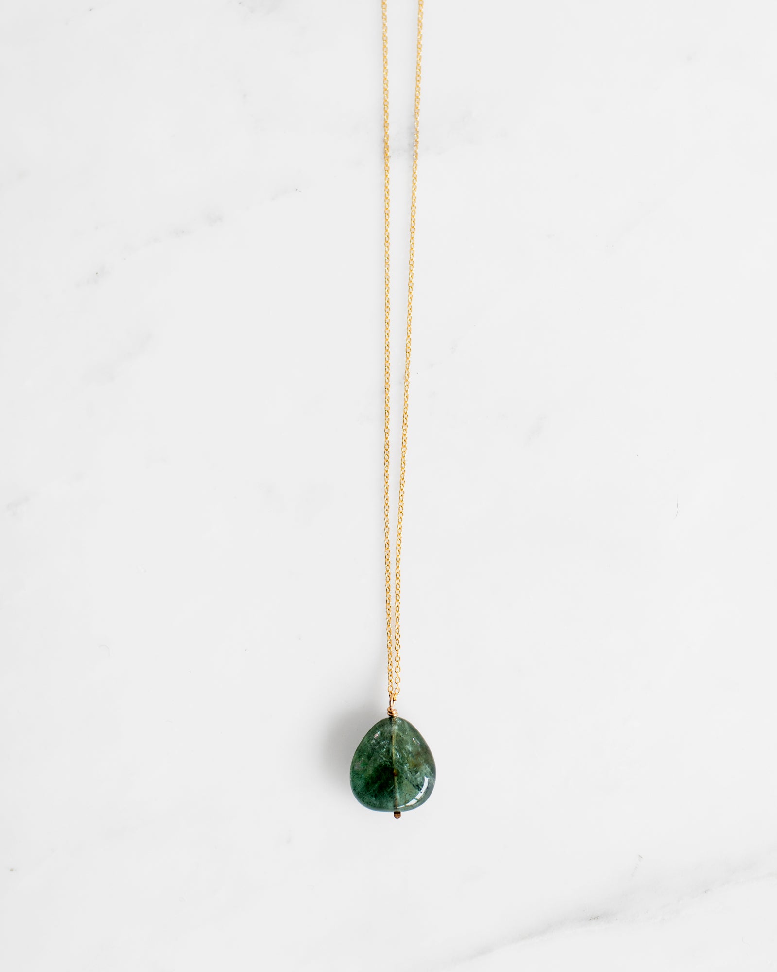 Moss Aquamarine Drop Necklace
