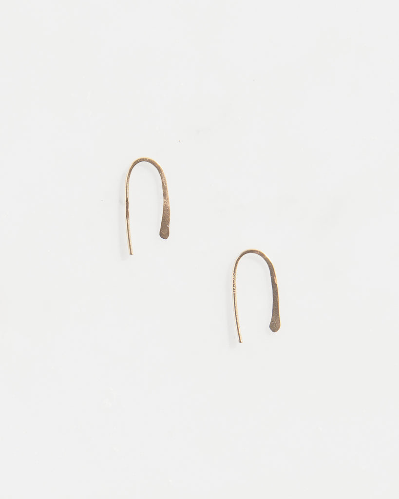 14K Petite Hammered Drop Earrings