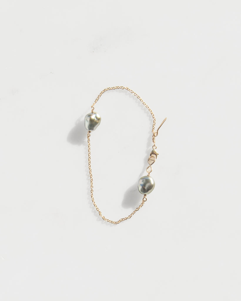 14K Keshi Pearl Chain Bracelet