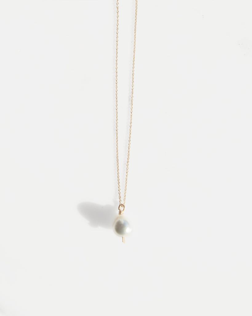 14K White Tahitian Pearl Drop Necklace