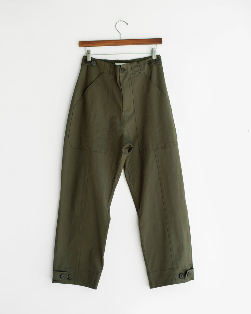 Mijeong Park - Cropped Workwear Trousers in Olive