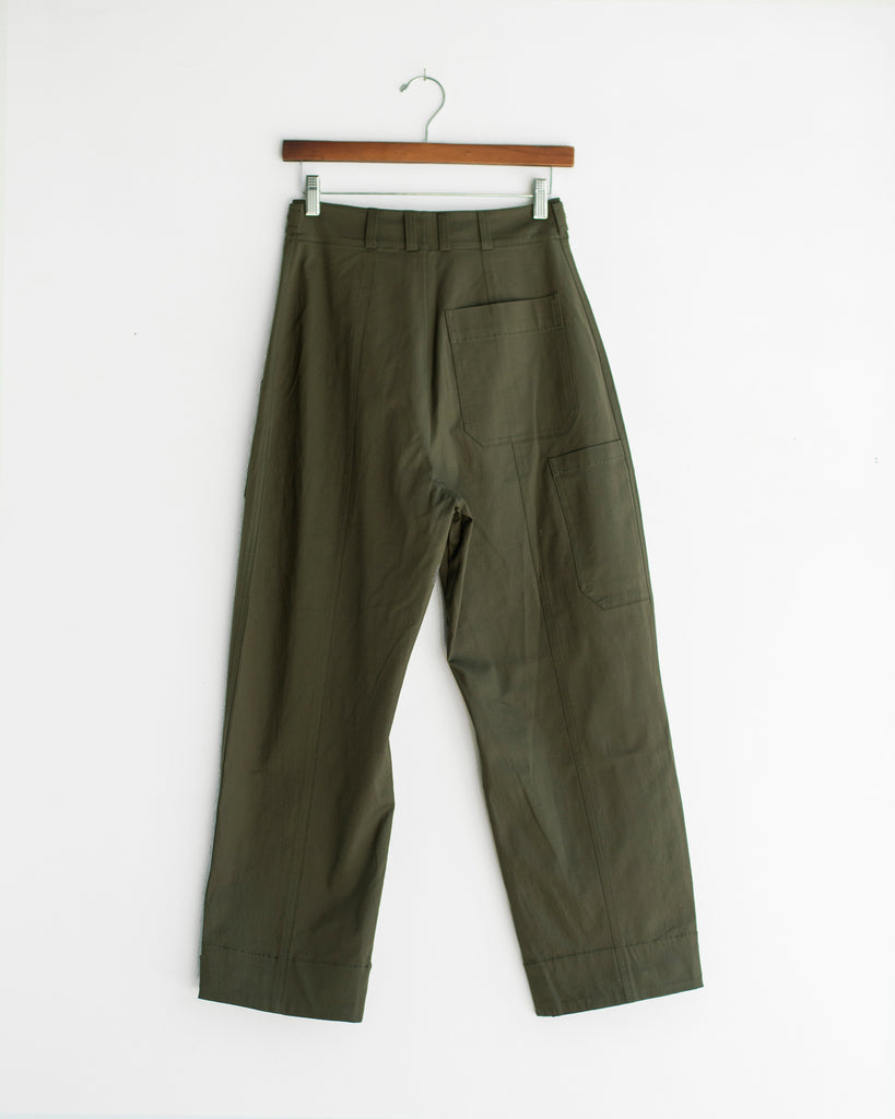 Mijeong Park - Cropped Workwear Trousers in Olive
