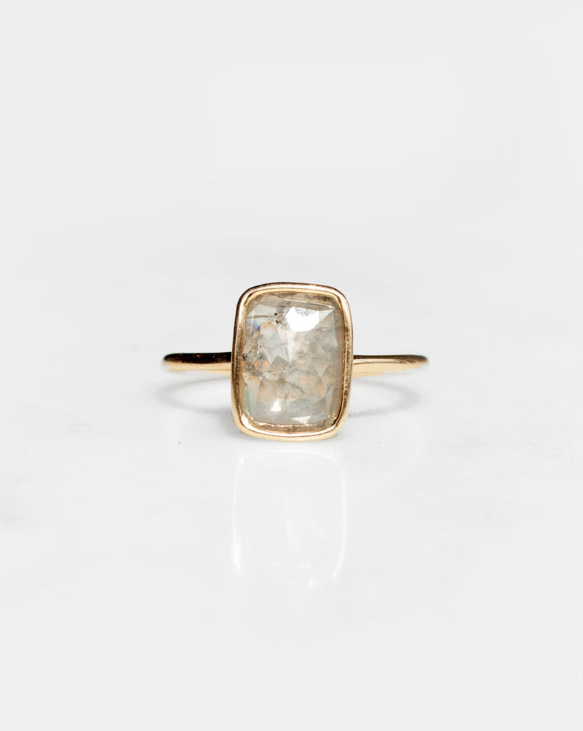 Light Olive Mineral Diamond Floating Ring