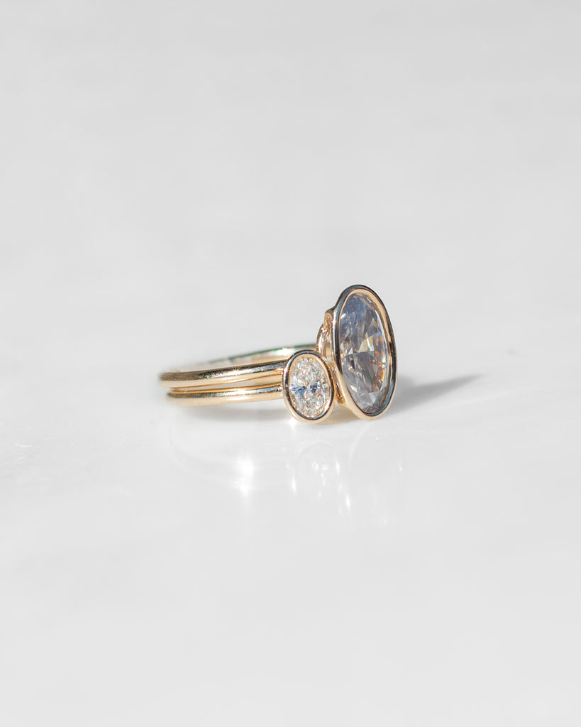 Blue Grey Oval Floating Ring