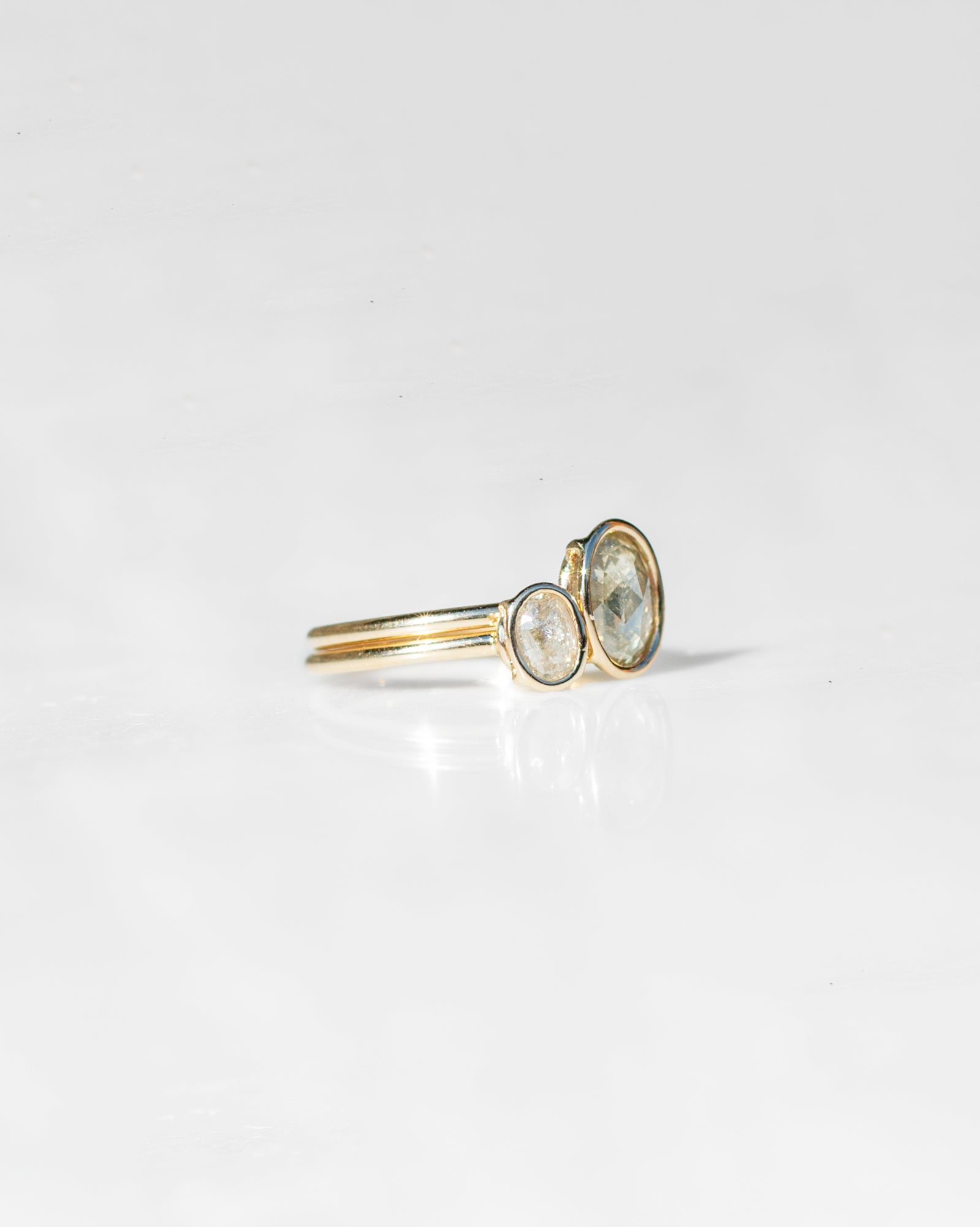 Toit et Moi Mineral Diamond Floating Rings - Olive and Icey