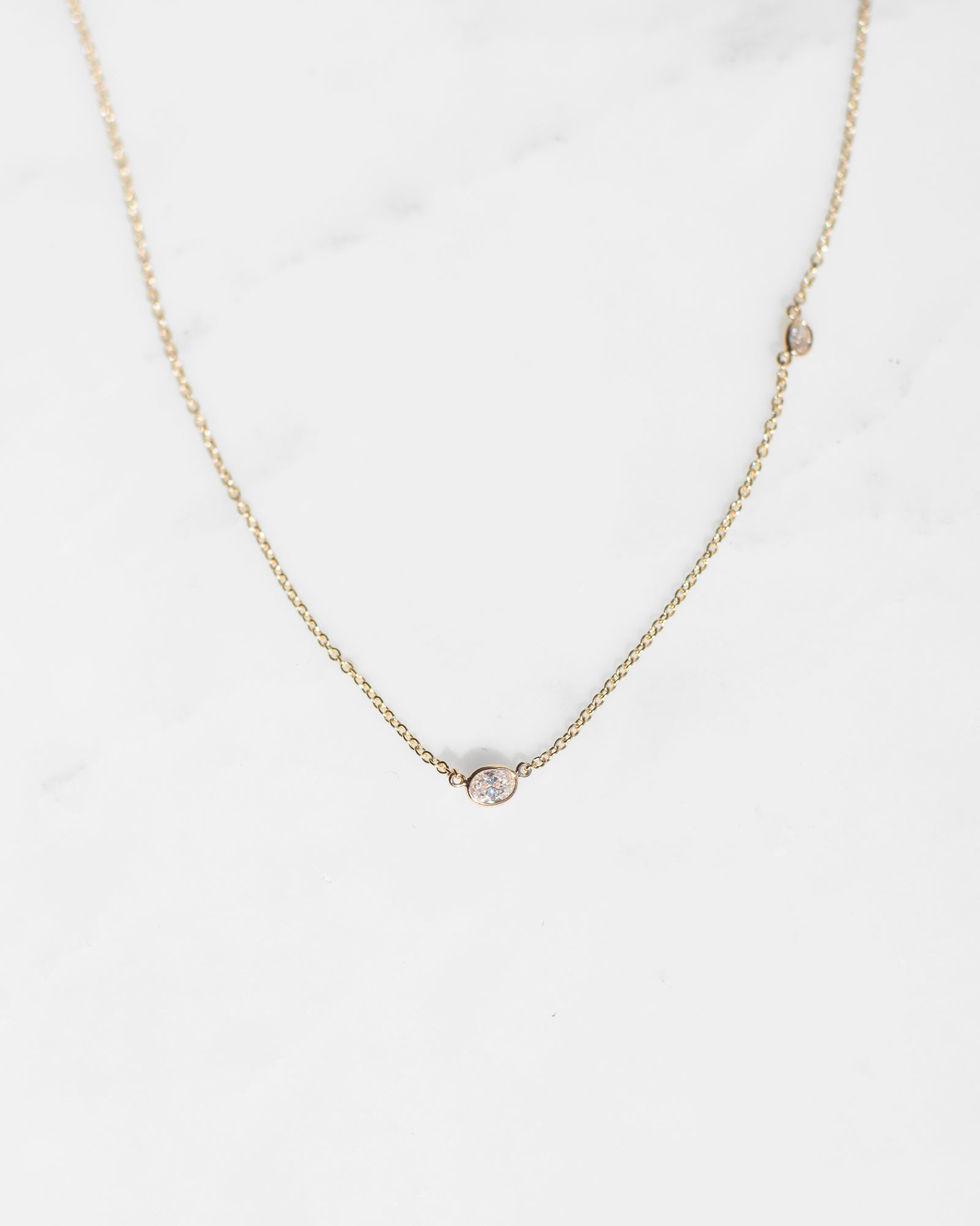 Brilliant White Oval Twin Diamond Necklace