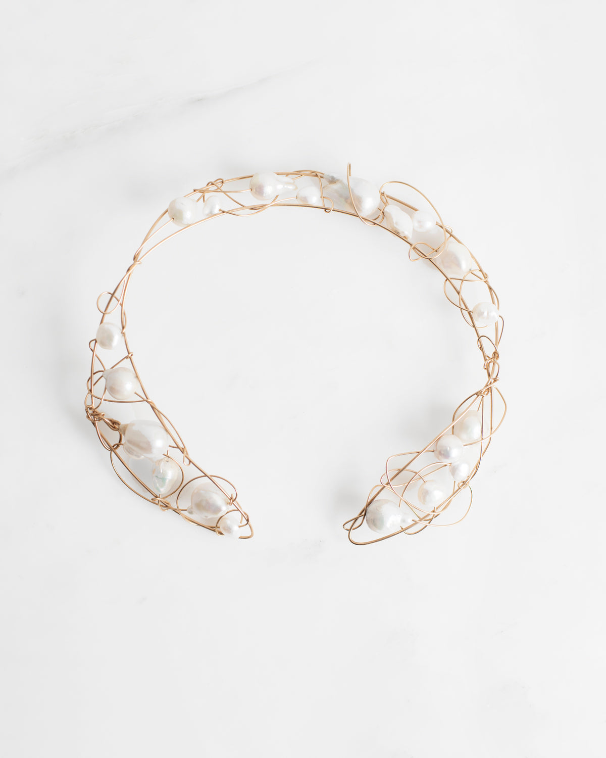 Woven Baroque Pearl Collar