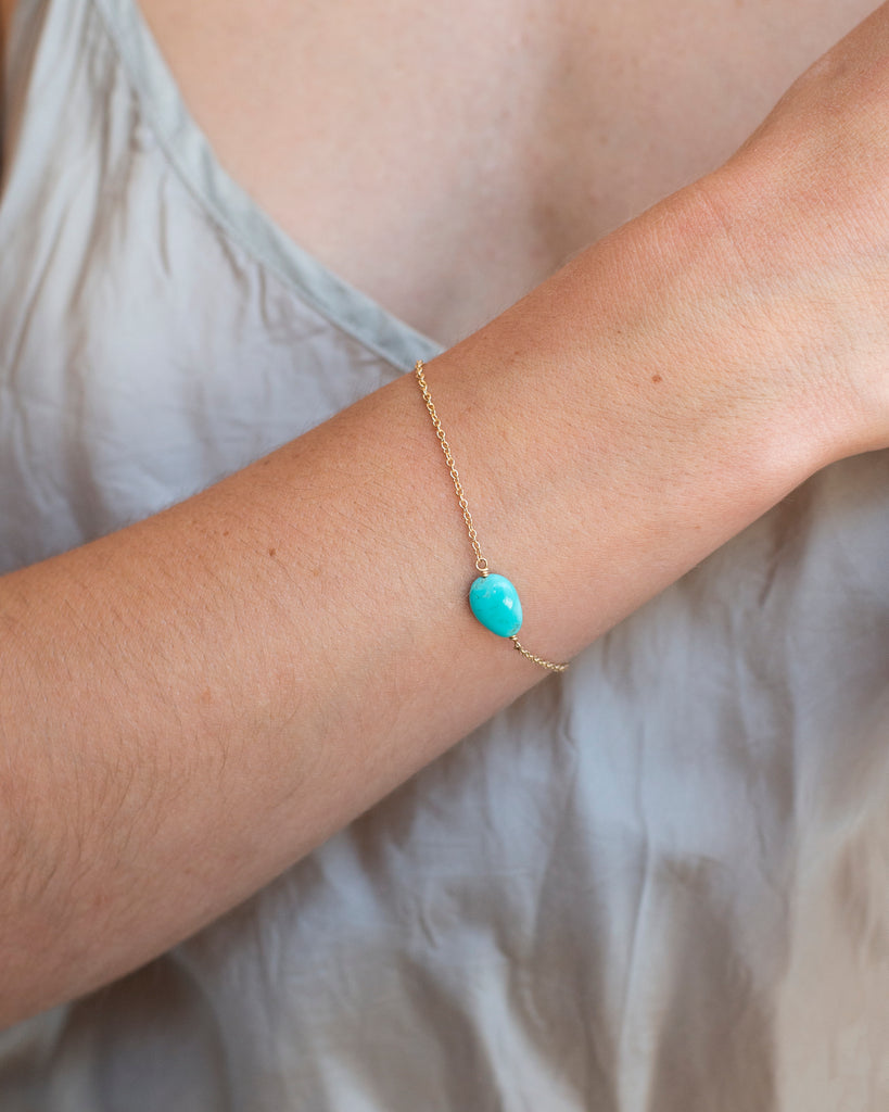 14K Turquoise Chain Bracelet