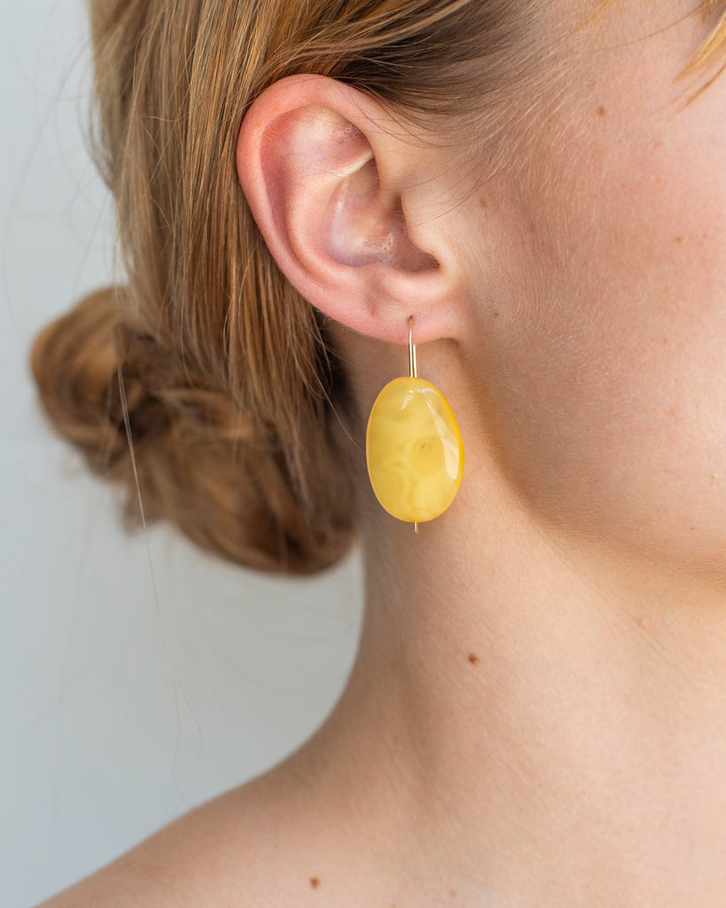 Lemon Amber Drop Earrings